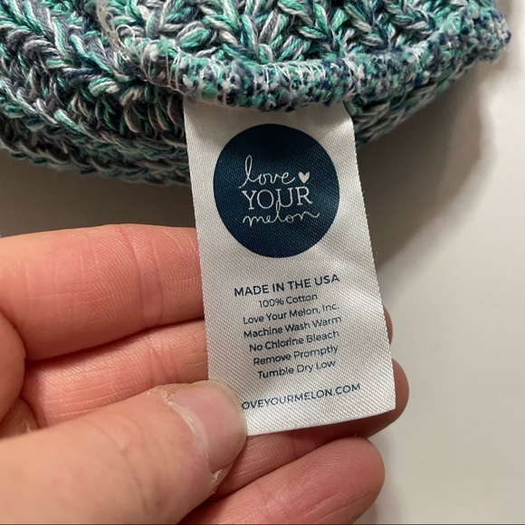 Love Your Melon Heather Aqua Blue Knit Baggy Beanie Winter Hat Preppy Cozy - Picture 4 of 4